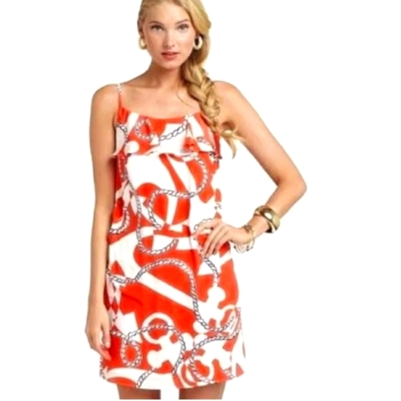 Lilly Pulitzer Dresses & Skirts - LILLY PULITZER Booze Cruise Tango Orange Silk Laya Dress  Medium 8